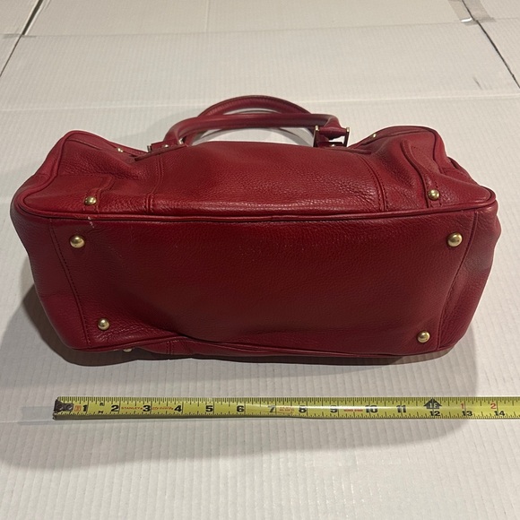 Talbots pebble soft Elegant Red Leather Handbag w gold hardware multiple pockets - Picture 2 of 14